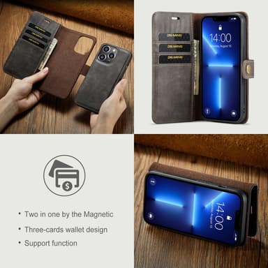 DG MING iPhone 15 Pro 2-i-1 Magnet Pungetui - Grå