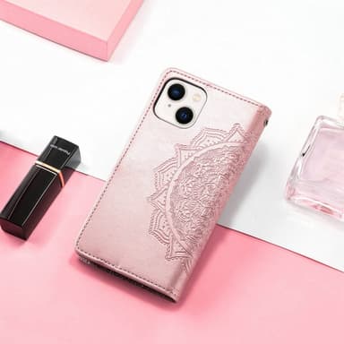 SKALO iPhone 14 Mandala Flip Cover - Rosa guld