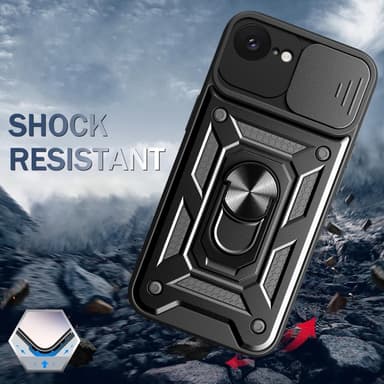 SKALO iPhone 16e Armor Metallring Kameraslider Cover - Blå