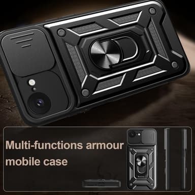 SKALO iPhone 16e Armor Metallring Kameraslider Cover - Blå