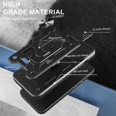SKALO iPhone 16e Armor Metallring Kameraslider Cover - Blå