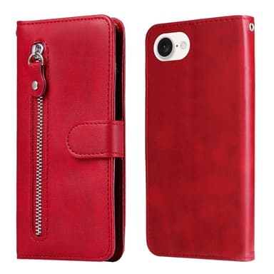 SKALO iPhone 16e Klassisk lynlås Flip Cover - Rød