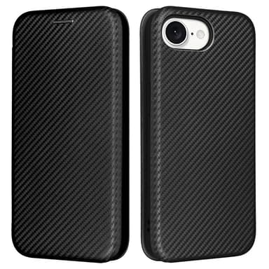 SKALO iPhone 16e Carbon Fiber Flip Cover - Sort
