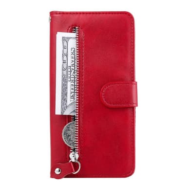 SKALO iPhone 16e Klassisk lynlås Flip Cover - Rød