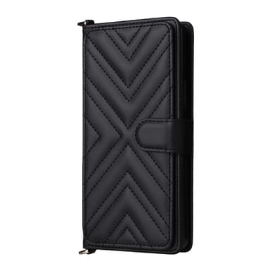 SKALO Asus Zenfone 12 Ultra 5G PU-læder Big Wallet Axelrem Flip Cover - Sort