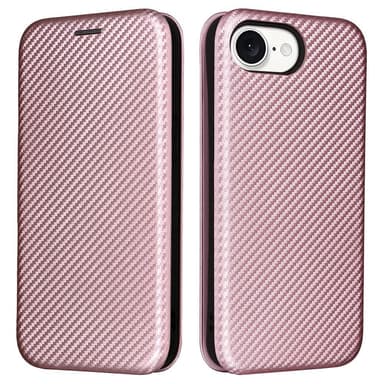 SKALO iPhone 16e Carbon Fiber Flip Cover - Rosa guld