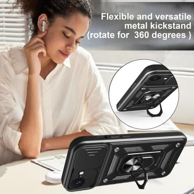 SKALO iPhone 16e Armor Metallring Kameraslider Cover - Rød