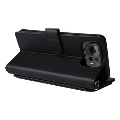 SKALO Asus Zenfone 12 Ultra 5G PU-læder Big Wallet Axelrem Flip Cover - Sort