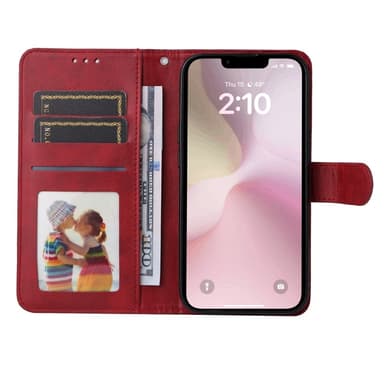 SKALO iPhone 16e PU-læder Flip Cover - Rød