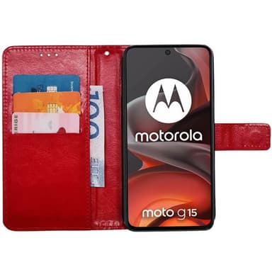 Wallet cover 3-kort Motorola Moto G15 - Rød