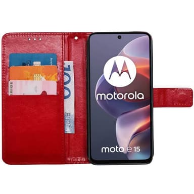Wallet cover 3-kort Motorola Moto E15 - Rød