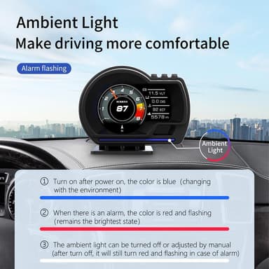 Bil HUD Speedometer OBD2+GPS-måler med overhastighed, omdrejningsalarm