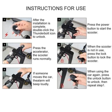 Tyverialarmsystem til Xiaomi 1S / M365 / M365 Pro + fjernbetjening