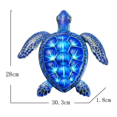 Skildpadde Vægskilt Have Ornament 30,3x28x1,8cm - Blå