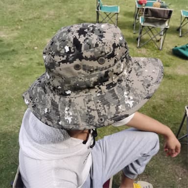 Camouflage bøttehat Kasket med myggenet campingfiskeri - Khaki