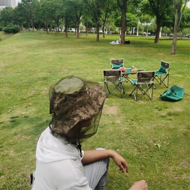 Camouflage bøttehat Kasket med myggenet campingfiskeri - Khaki