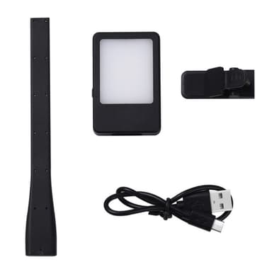 Genopladeligt læselys læselampe Clip On LED Book Light - Sort