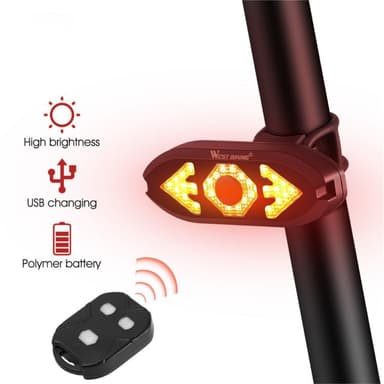 Genopladelig cykel baglygte Baglygte Fjernbetjeningshorn