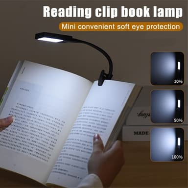 Genopladeligt læselys læselampe Clip On LED Book Light - Sort