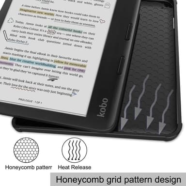 For Kobo Libra Colour Etui PU Læder + TPU E-Reader Cover - Sort
