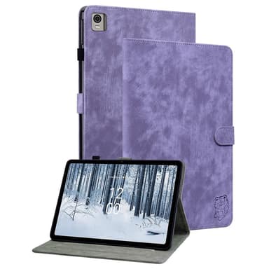 Til Nokia T21 Taske Imprintet Cute Tiger Tablet Cover Kortholder - Lilla