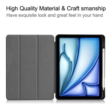 Til iPad Air 11 (2024) Etui Tre-fold Stativ Tablet Cover med Pen Holder