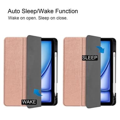 Til iPad Air 11 (2024) Etui Tre-fold Stativ Tablet Cover med Pen Holder