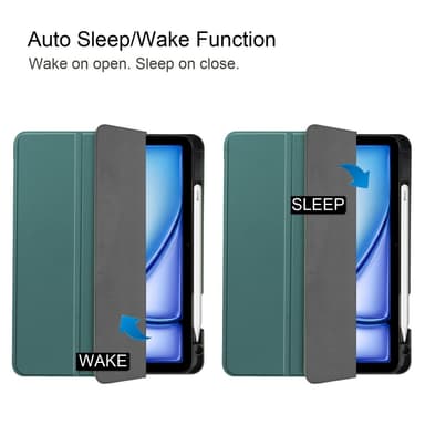 Til iPad Air 11 (2024) Etui Tre-fold Stativ Tablet Cover med Pen Holder