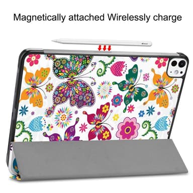 Til iPad Pro 11 (2024) Etui Tre-fold Stativ Tablet Cover - Butterflies