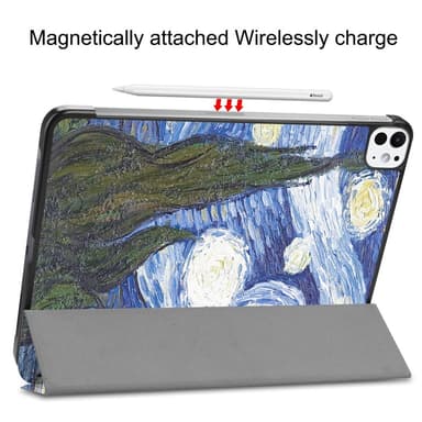 Til iPad Pro 11 (2024) Etui Tre-fold Stativ Tablet Cover - Painting