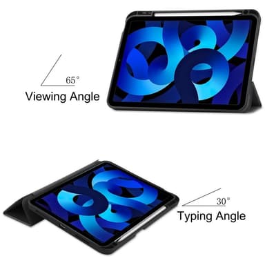 Trifoldet stativetui til iPad 10.9 (2022) Tabletcover Penslot - Sort