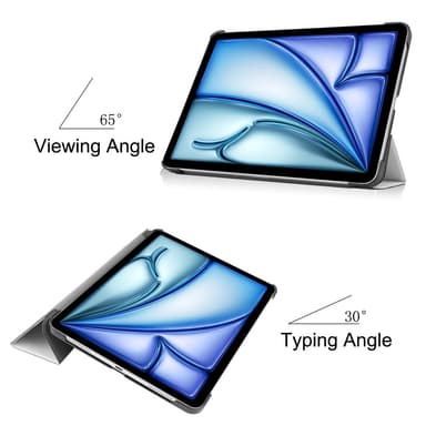 Til iPad Air 11 (2024) Etui Tre-fold Stativ Tablet Cover - Hvid