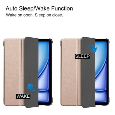 Til iPad Air 11 (2024) Etui Tre-fold Stativ Tablet Cover - Guld