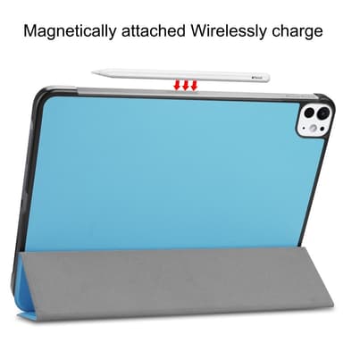 Til iPad Pro 11 (2024) Etui Tre-fold Stativ Tablet Cover - LysBlå