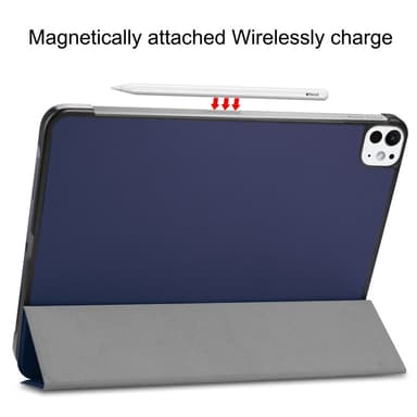 Til iPad Pro 11 (2024) Etui Tre-fold Stativ Tablet Cover - MørkBlå