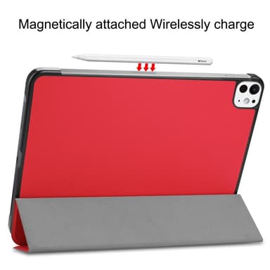 Til iPad Pro 11 (2024) Etui Tre-fold Stativ Tablet Cover - Rød