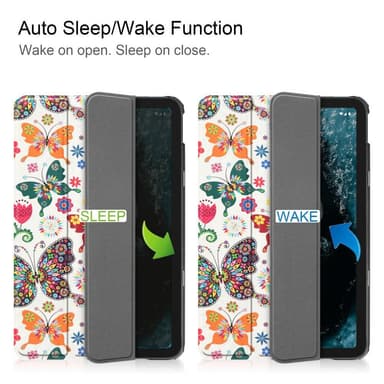 Tabletstativ Slim Fit Cover til Nokia T20 - Sommerfugle