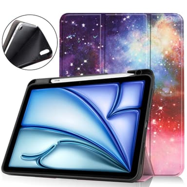 Til iPad Air 11 (2024) Etui Tre-fold Stativ Tablet Cover med Pen Holder - Galaxy