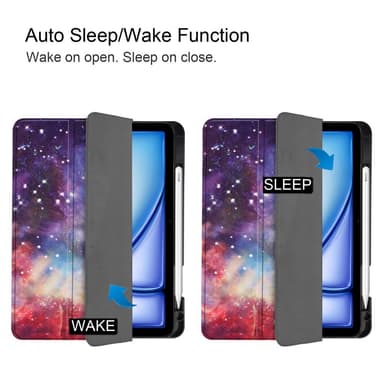 Til iPad Air 11 (2024) Etui Tre-fold Stativ Tablet Cover med Pen Holder - Galaxy