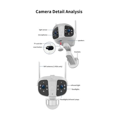 Kamera Udendørs Overvågning Panorama Bevægelsesdetektor Night Vision