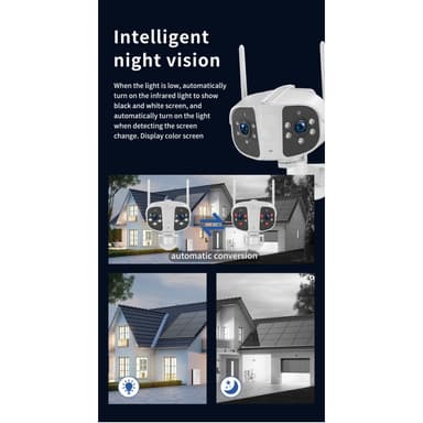 Kamera Udendørs Overvågning Panorama Bevægelsesdetektor Night Vision