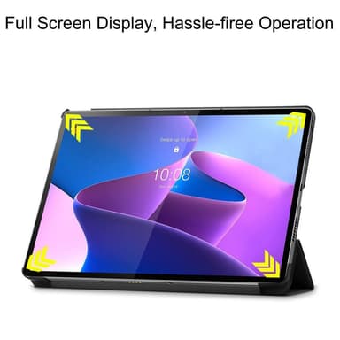 Til Lenovo Tab P12 Pro Tri-fold Stand Tablet-Taske - Sort