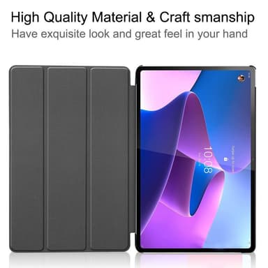 Til Lenovo Tab P12 Pro Tri-fold Stand Tablet-Taske - Sort