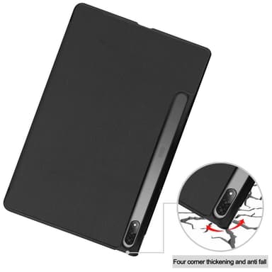 Til Lenovo Tab P12 Pro Tri-fold Stand Tablet-Taske - Sort