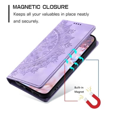 Til Samsung Galaxy S25 tegnebogscover Cover Shell Mandala Blomstermønster