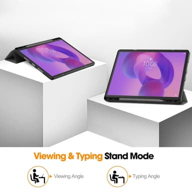Til Lenovo Idea Tab Pro Case Tri-Fold Stand Cover med Pen Holder - Grå
