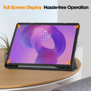 Til Lenovo Idea Tab Pro Case Tri-Fold Stand Cover med Pen Holder - Grå