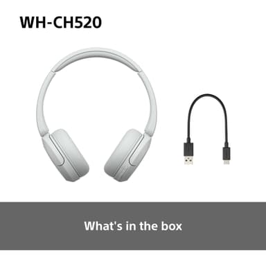 Sony WH-CH520 trådløse on-ear høretelefoner (hvid)