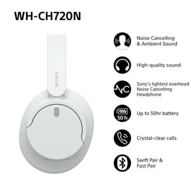 Sony WH-CH720N trådløse around-ear høretelefoner (hvid)
