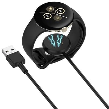 Opladningskabel med USB-A og magnetisk stik til Fitbit Ace LTE og Google Pixel Watch